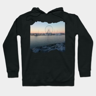 Photography Sunset by the ocean city in USA design carousel Hoodie